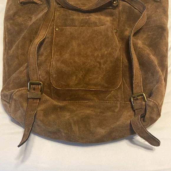 Patricia Nash Casape Backpack in Burnished Suede Cognac, braided trim, durable - Picture 15 of 15